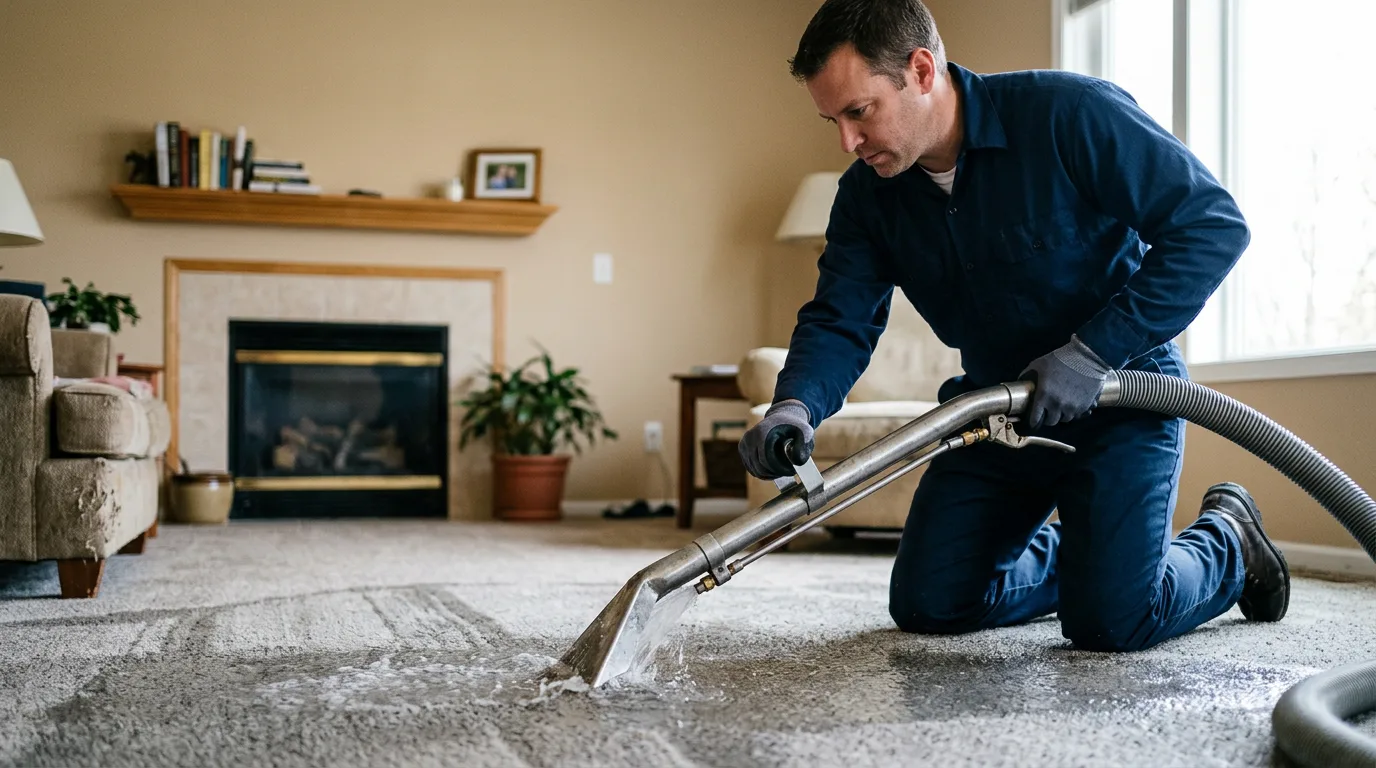 Water damage restoration technician working near Neenah, WI